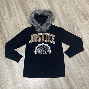 Black fuzzy justice sweater